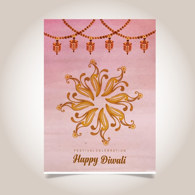 Free vector watercolor diwali poster