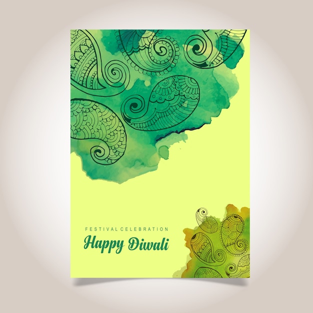 Watercolor diwali poster