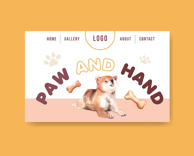 Free vector watercolor dog webpage template