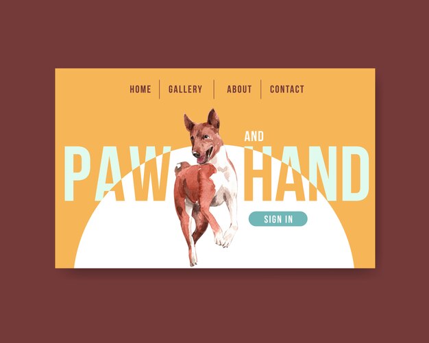 Watercolor dog webpage template