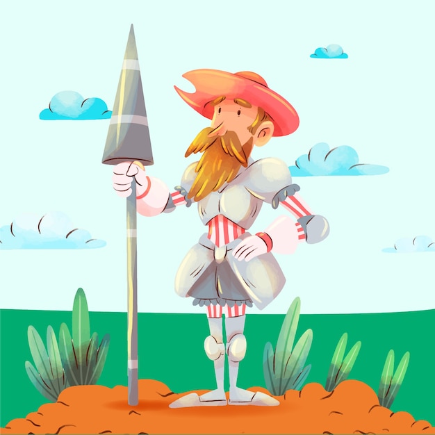 Free vector watercolor don quixote illustration