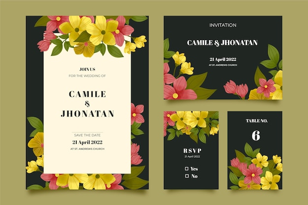 Watercolor dramatic botanical wedding stationery