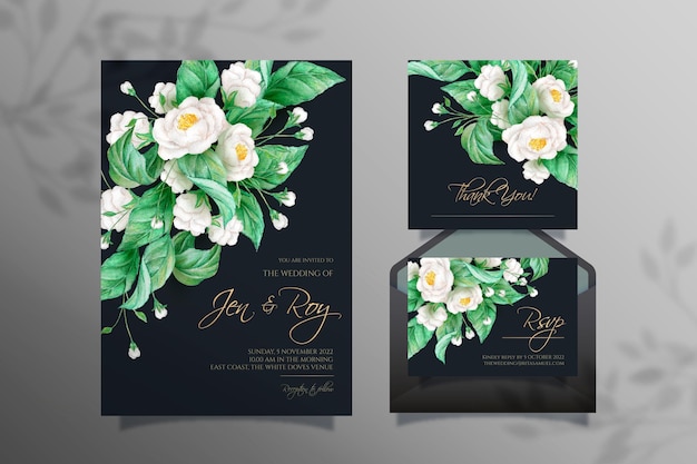 Free vector watercolor dramatic wedding stationery theme