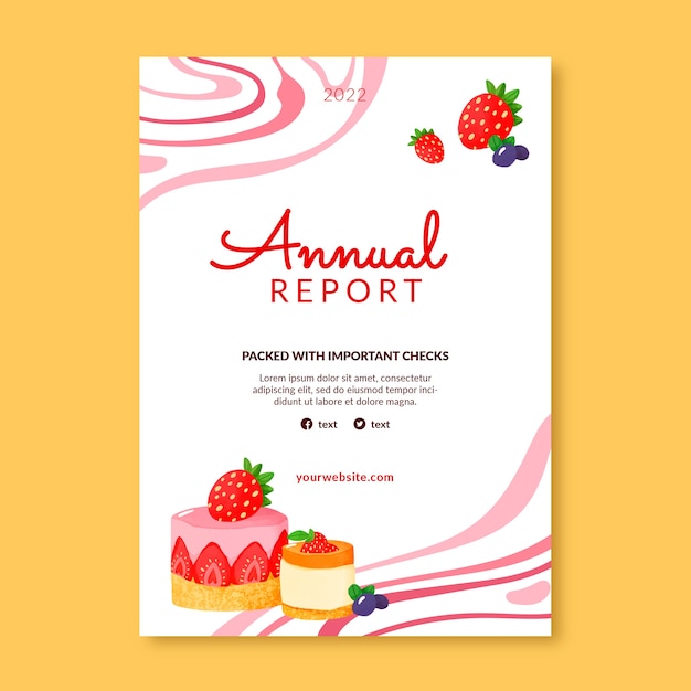 Free vector watercolor dynamic bakery annual report template