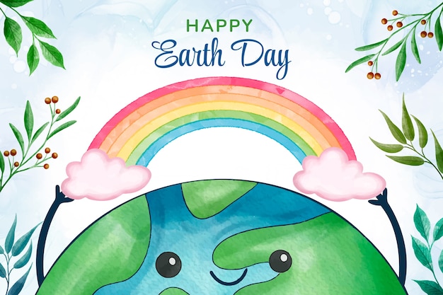 Free vector watercolor earth day background