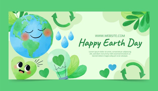 Watercolor earth day banner