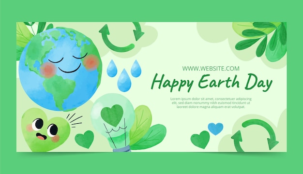 Watercolor earth day banner