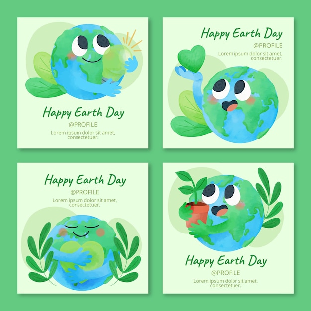 Watercolor earth day ig post collection