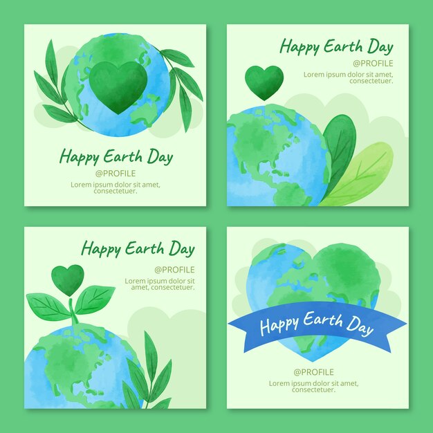 Watercolor earth day ig post collection