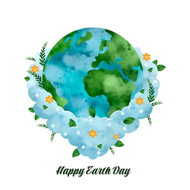 Watercolor earth day illustration