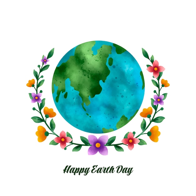 Free vector watercolor earth day illustration