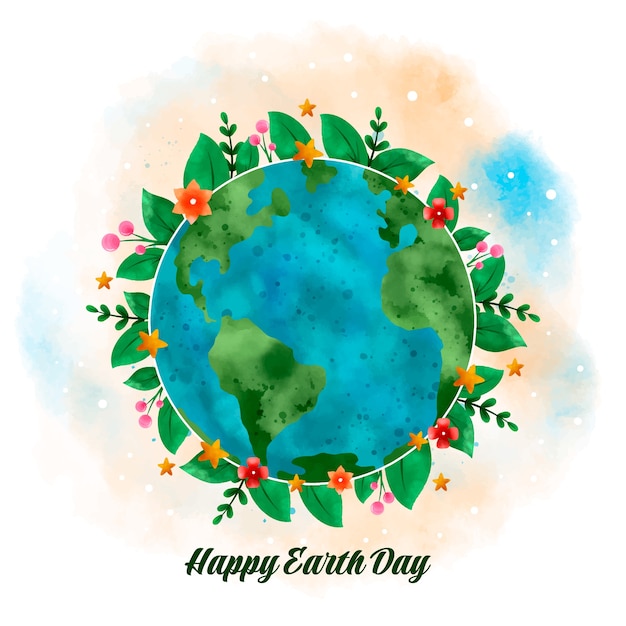 Watercolor earth day illustration