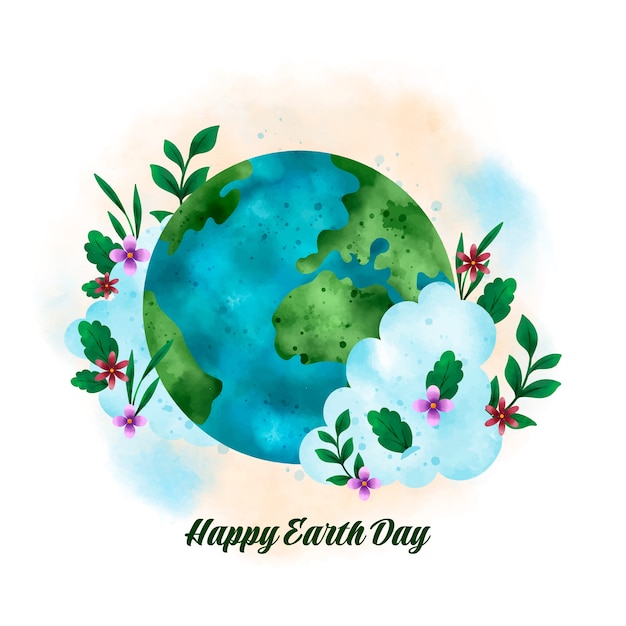 Free vector watercolor earth day illustration