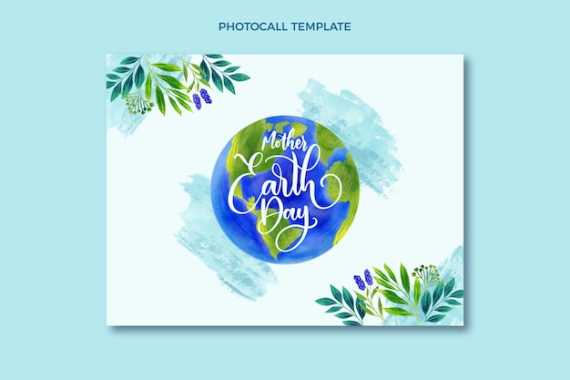 Free vector watercolor earth day photocall template