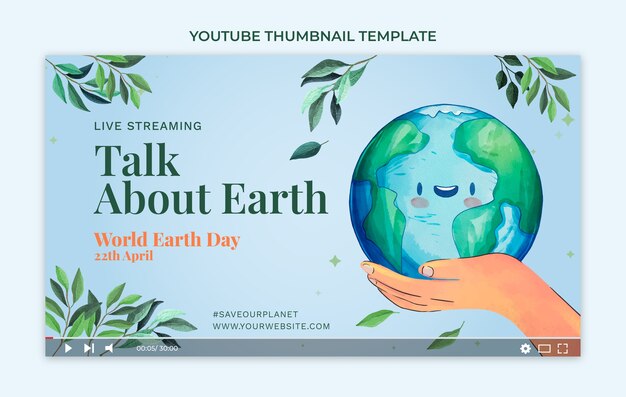 Watercolor earth day youtube thumbnail