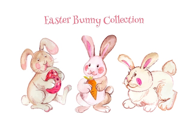 Free vector watercolor easter bunny collection