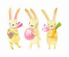 Free vector watercolor easter bunny collection