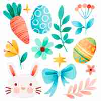 Free vector watercolor easter celebration elements collection