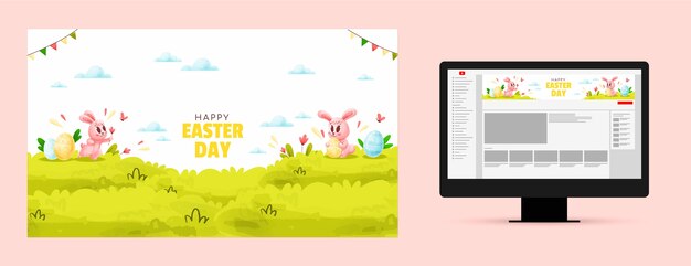 Watercolor easter celebration youtube channel art