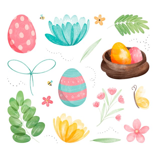 Watercolor easter cliparts collection