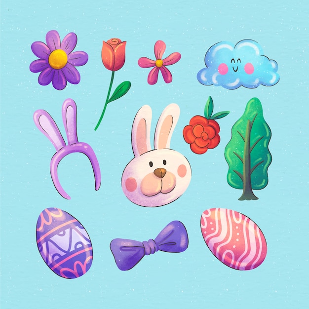 Free vector watercolor easter cliparts collection