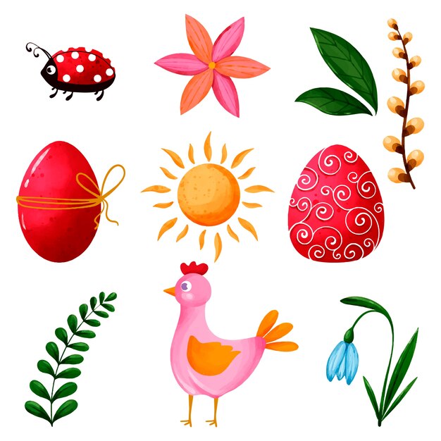 Collezione di clipart di Pasqua ad acquerello