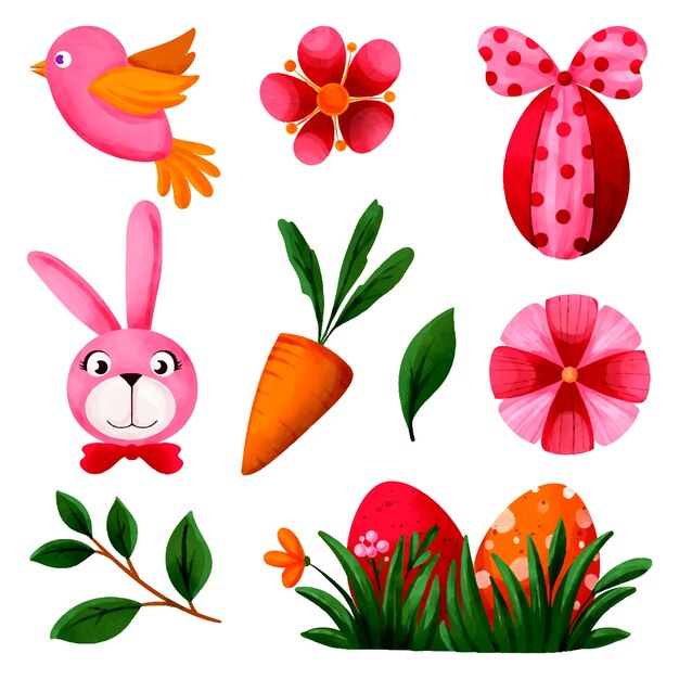 Watercolor easter cliparts collection