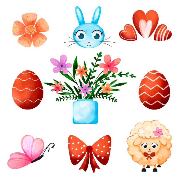 Watercolor easter cliparts collection