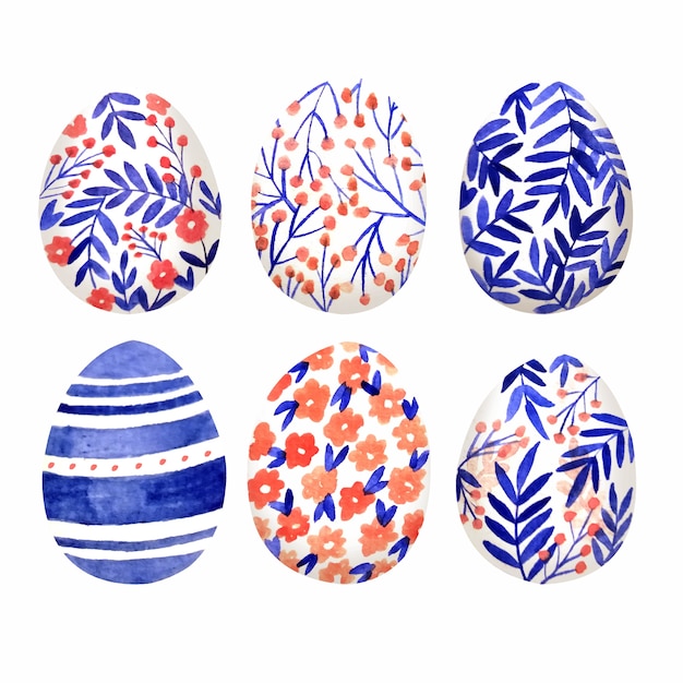 Free vector watercolor easter day egg collection concept