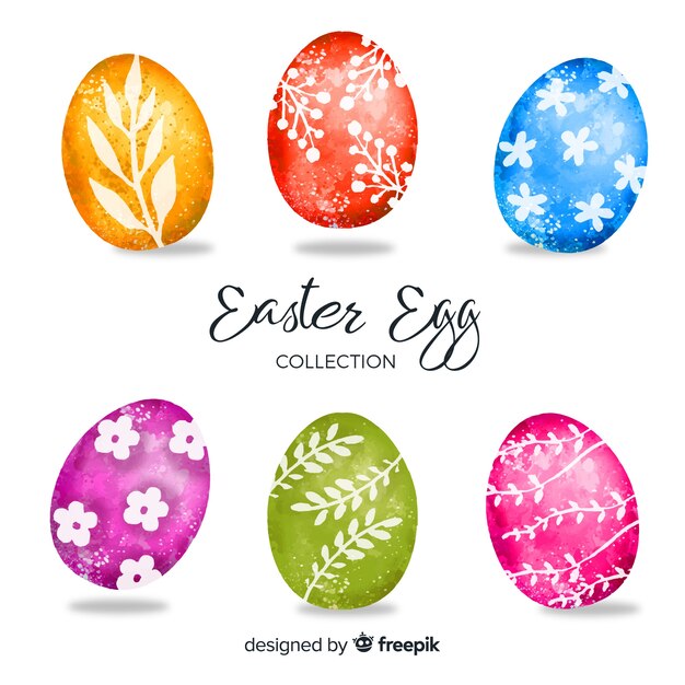 Watercolor easter day egg collection