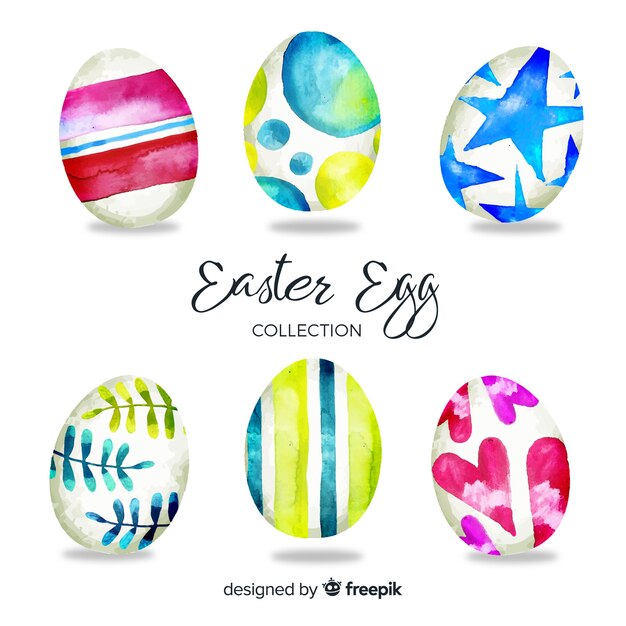 Watercolor easter day egg collection