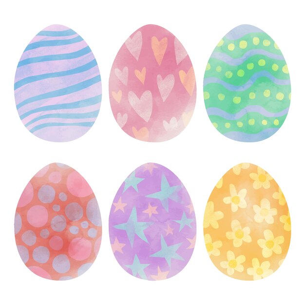 Watercolor easter day egg collection