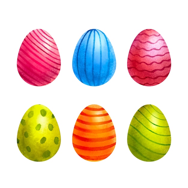 Бесплатное векторное изображение Коллекция акварельных пасхальных яиц