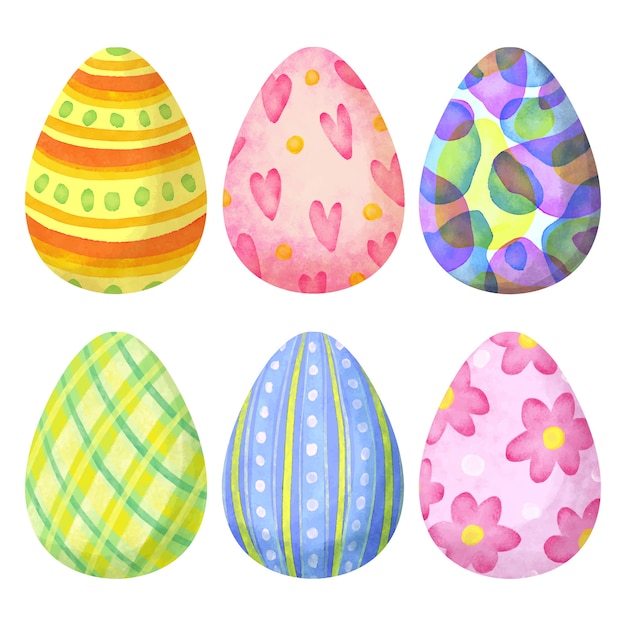 Free vector watercolor easter day egg collection