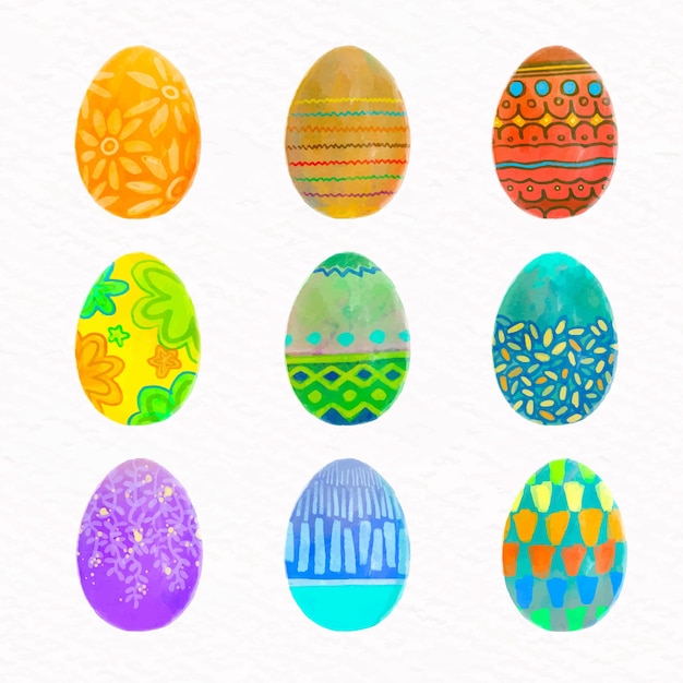 Free vector watercolor easter day egg collection