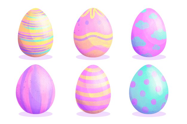 Free vector watercolor easter day egg collection