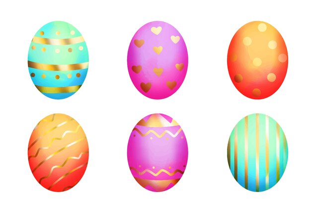 Watercolor easter day egg set