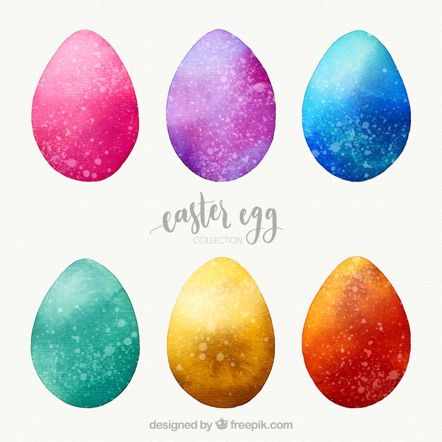 Watercolor easter day eggs collection