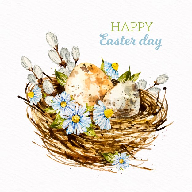 Watercolor easter day image with lettering