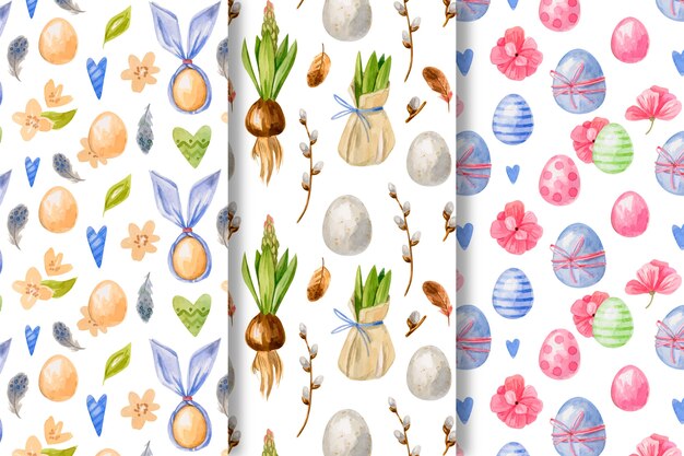 Watercolor easter day pattern collection theme