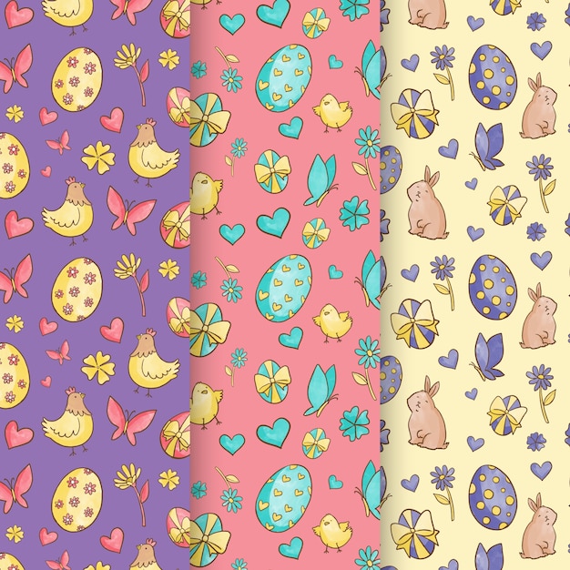 Watercolor easter day pattern collection