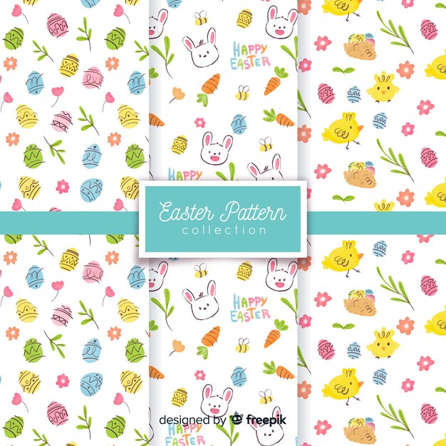 Watercolor easter day pattern collection