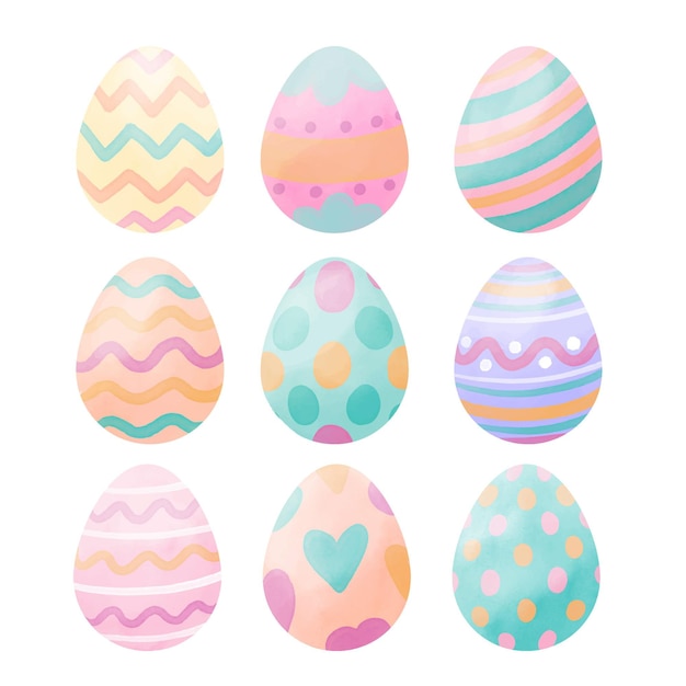 Watercolor easter egg collection