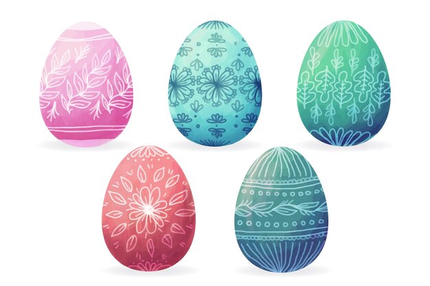 Free vector watercolor easter egg collection