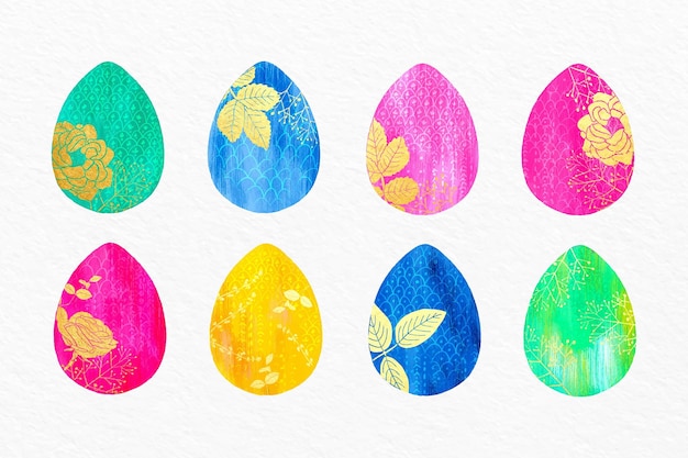 Watercolor easter egg collection