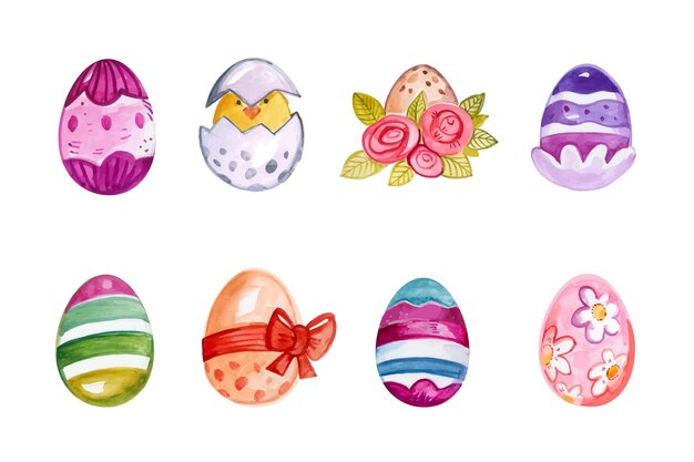 Watercolor easter egg collection