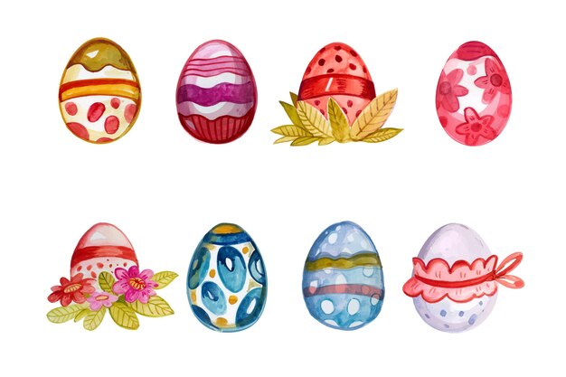 Watercolor easter egg collection