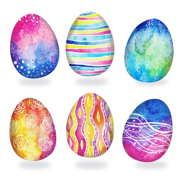 Free vector watercolor easter egg collection