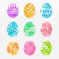 Free vector watercolor easter eggs collection