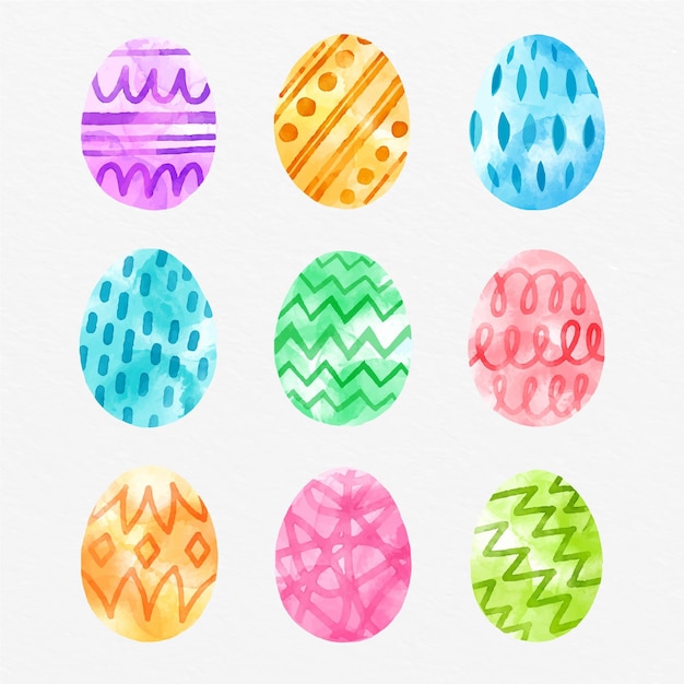 Watercolor easter eggs collection